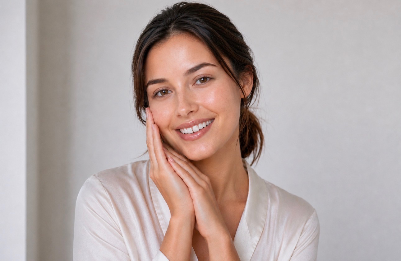 A patient with clear, healthy skin