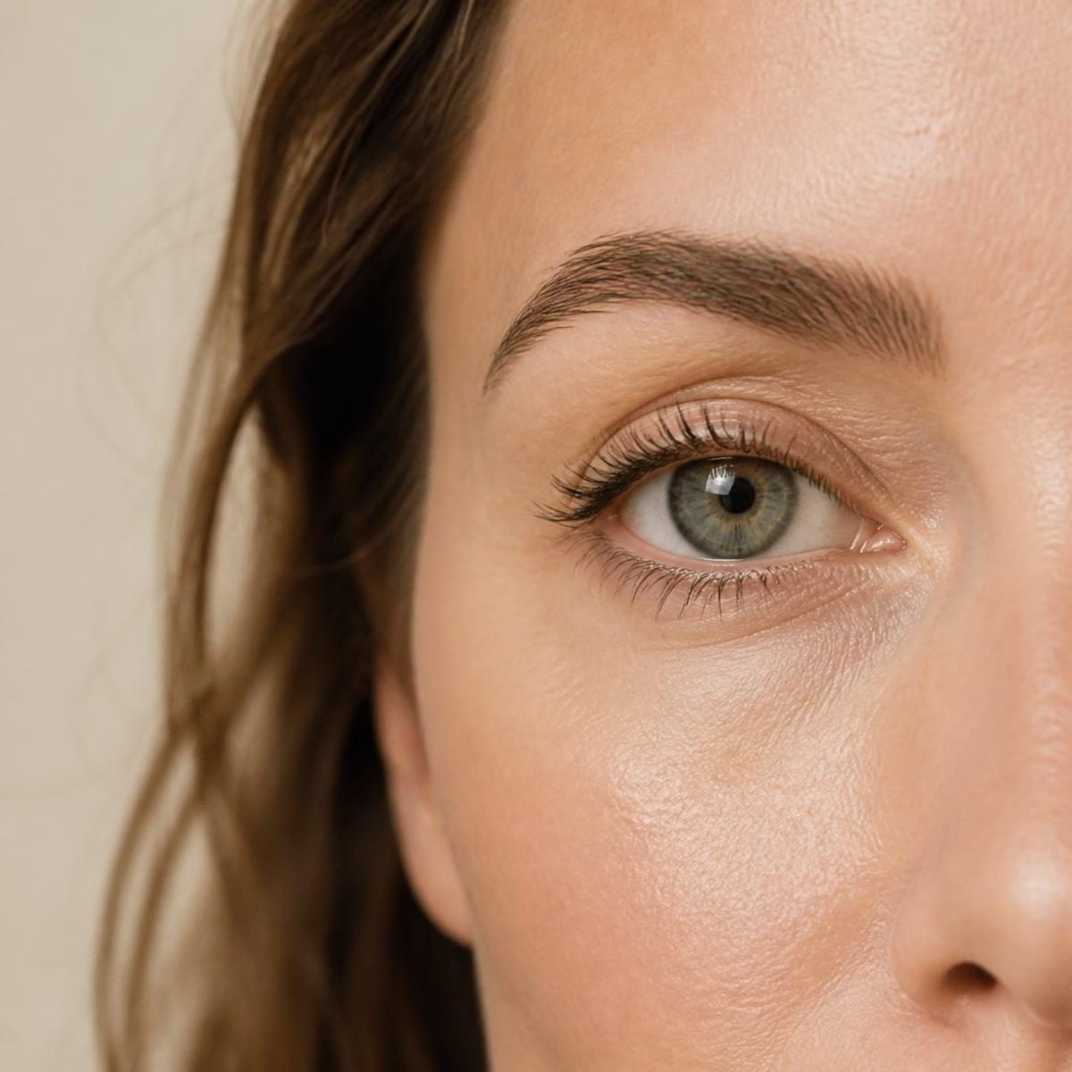 Close view of fine lines around the eye